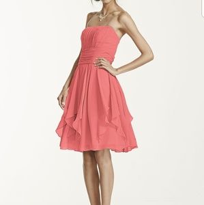 Strapless Chiffon Dress with Layered Skirt